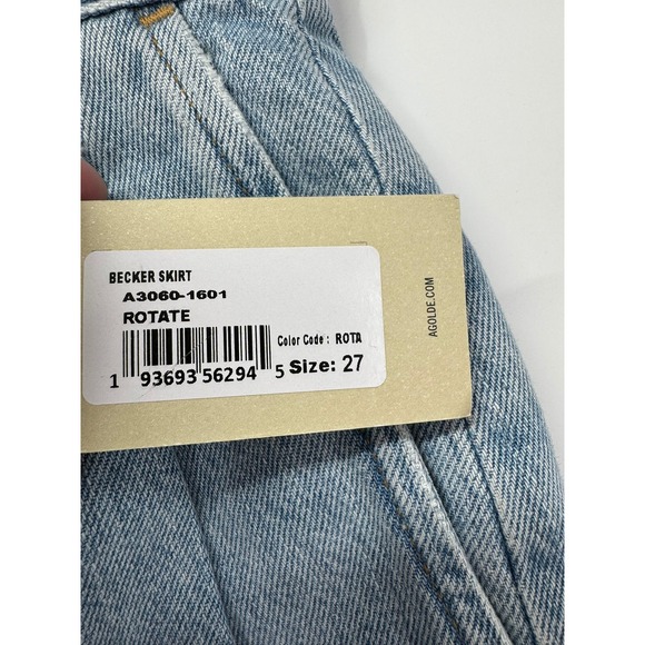 AGOLDE Los Angeles Becker Denim Skirt Raw Hem‎ Light Wash Women's Size 27 - Picture 7 of 8